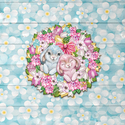 Bunny Love Wreath Door Hanger Wall Art by G. DeBrekht - Easter Spring Decor - 8185301-4H-2