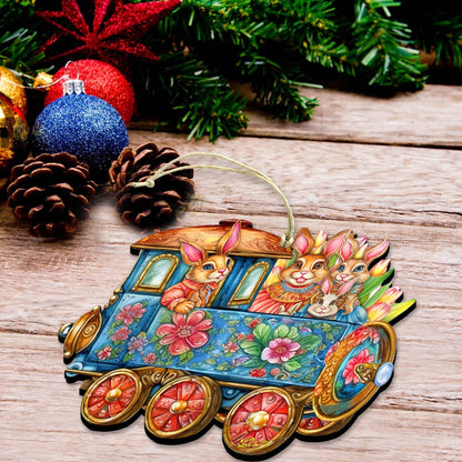 Easter Bunny Train Wooden Ornaments by G. DeBrekht Easter Spring Decor - 8652781-4