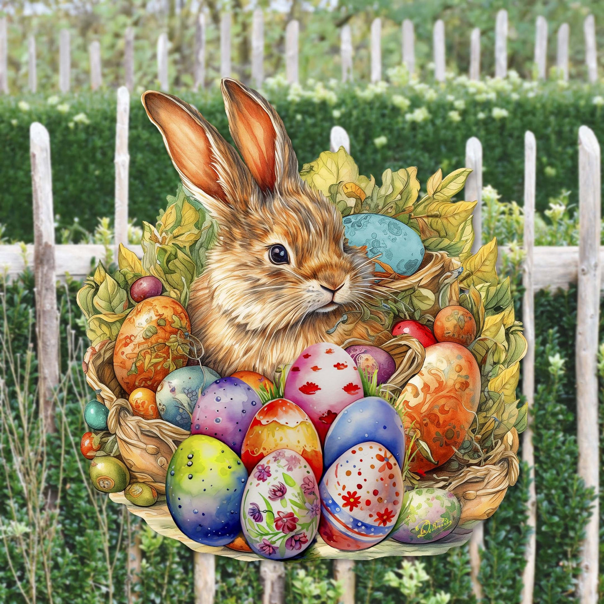 Easter Bunny with Eggs Holiday Door Decor by G. Debrekht - Easter Spring Decor - 8652766H-2