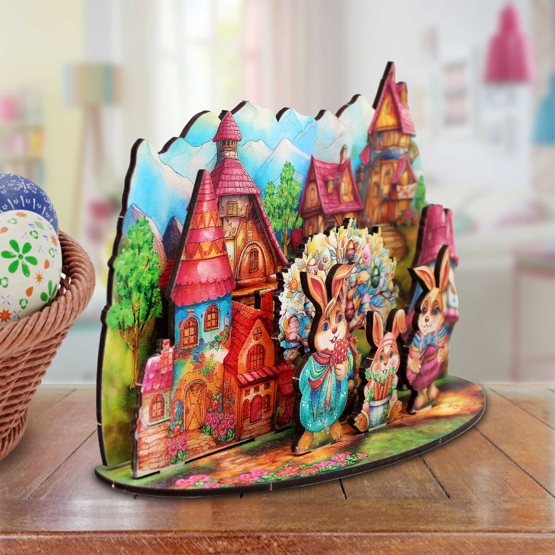Easter Bunny Village Decorative Village Set by G. Debrekht Easter Spring Decor - 852769-2