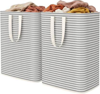 1 Pack Laundry Basket 80L Each, Collapsible Clothes Hamper with Reinforced Handles, Freestanding Waterproof Design for Bedroom and Laundry Room, Grey 80L Total