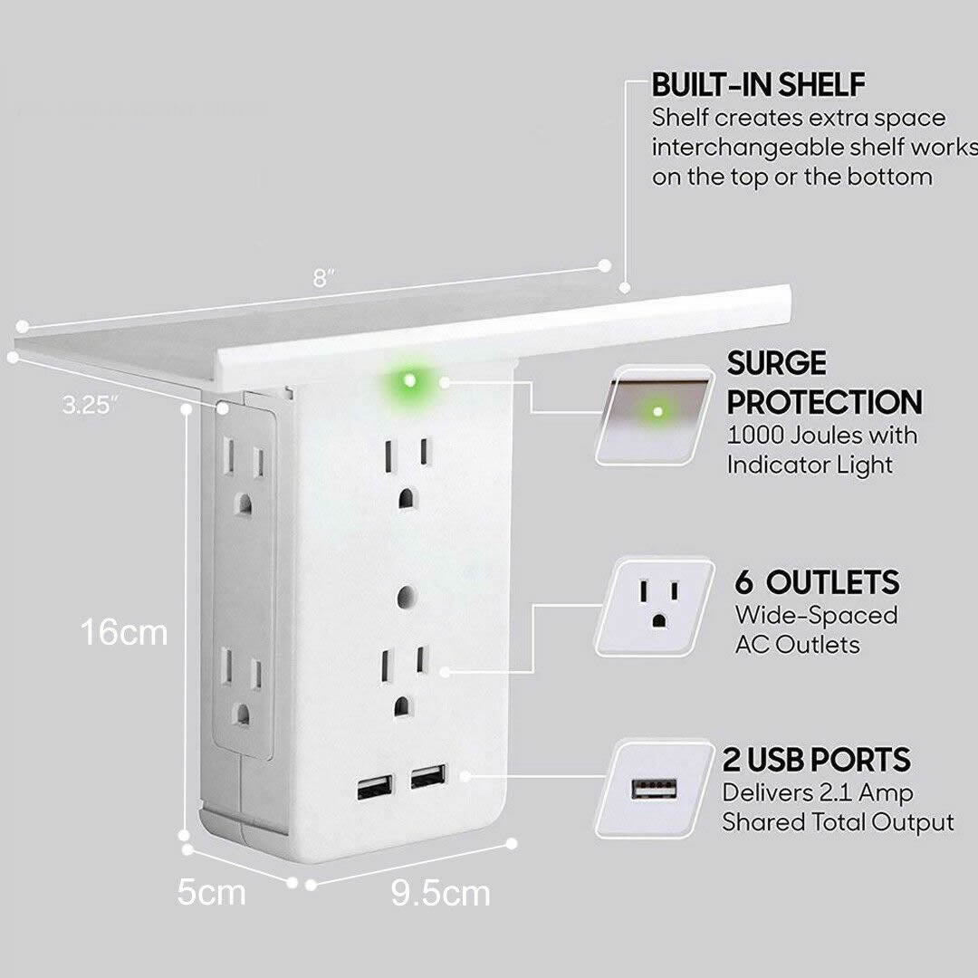 Executive Shelf Multi Charge Wall Outlet - Keep Your Space Neat and Organized