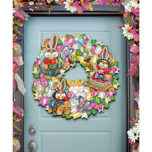 Easter Family Holiday Door Wreath by G. DeBrekht - Easter Spring Decor - 8185301-3H-0