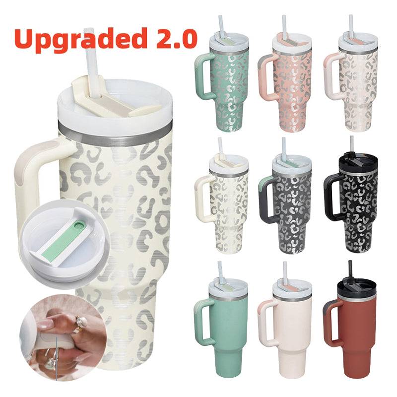 Thermal Mug 40oz Straw Coffee Insulation Cup With Handle BPA Free-1