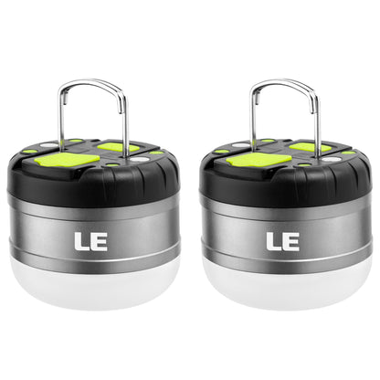 Lepro LED Rechargeable Camping Lantern with Hook, 2-Pack