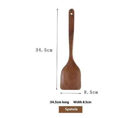 Teak Natural Thai Wood Tableware Spoon Ladle Turner Kitchen Tool Set-25