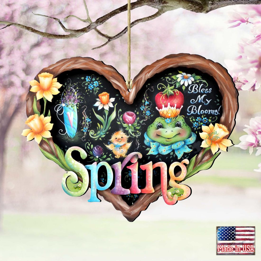Bless my Bloomin Heart Wooden Ornaments by Jamie Mills-Price - Easter Spring Decor - 8457608-1