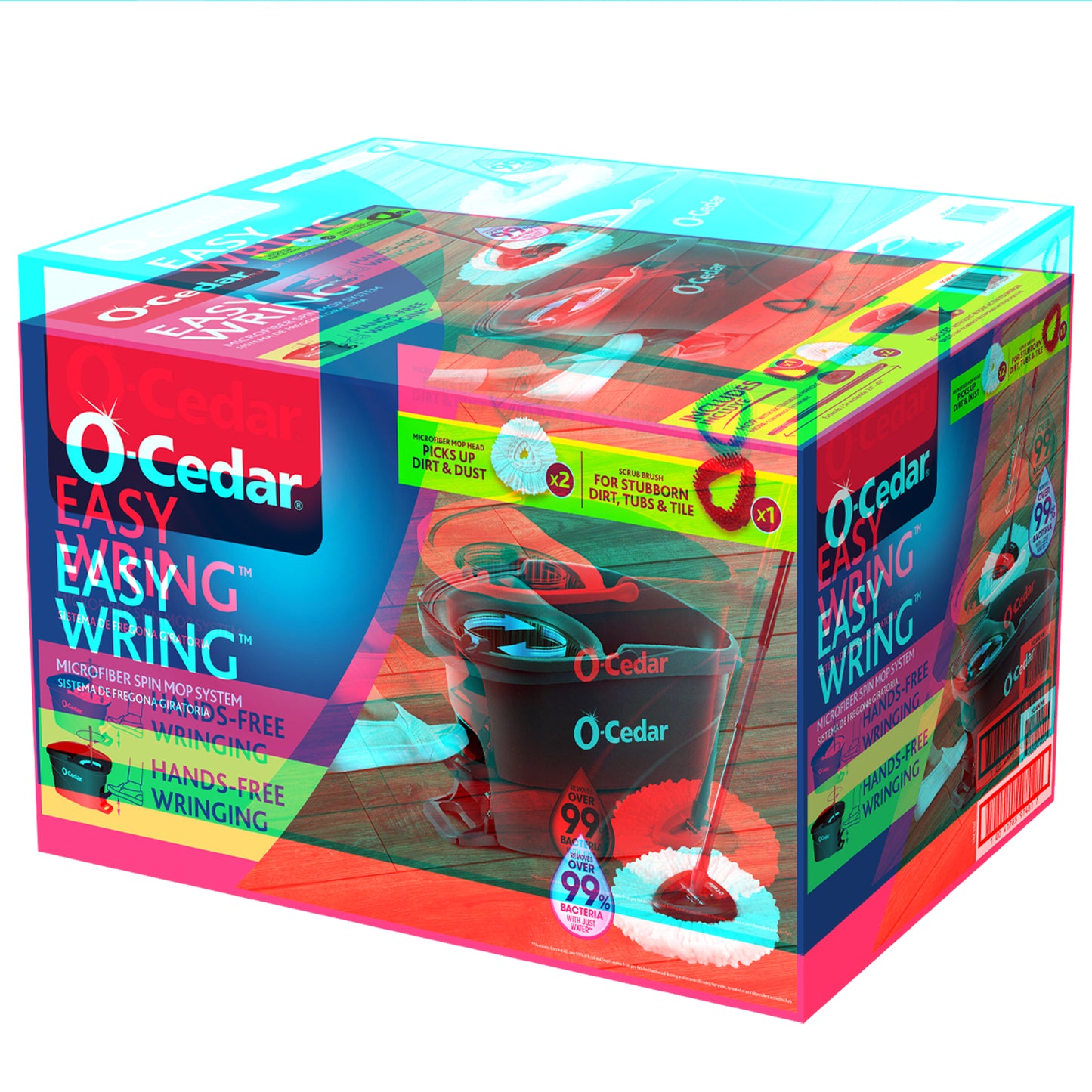O-Cedar Easywring Spin Mop & Bucket System with 2 Microfiber Mop Heads + 1 Scrubber