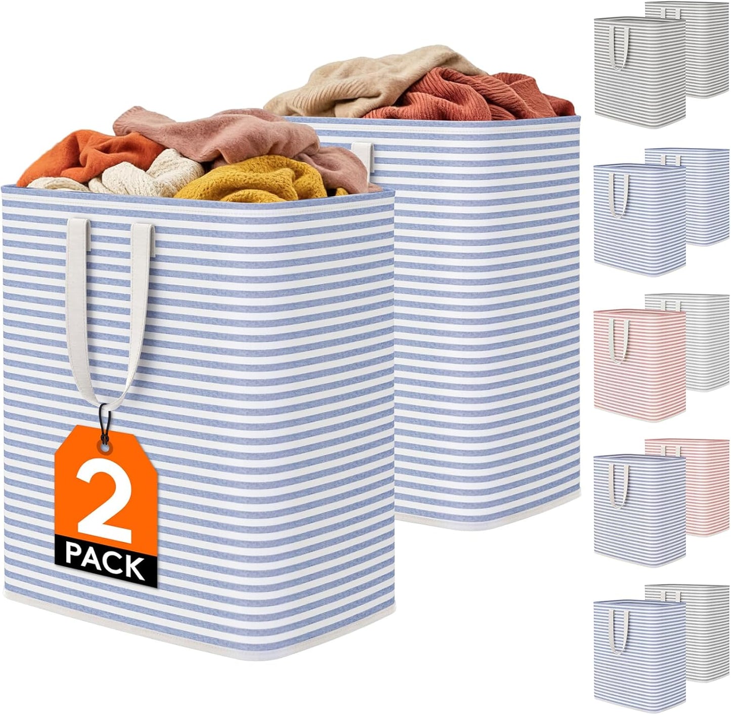 1 Pack Laundry Basket 80L Each, Collapsible Clothes Hamper with Reinforced Handles, Freestanding Waterproof Design for Bedroom and Laundry Room, Grey 80L Total