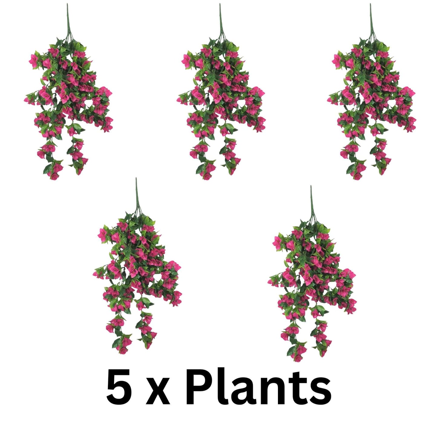 (5 Pieces) Vibrant Pink Hanging Artificial Bougainvillea Plant, UV Resistant 30"-2