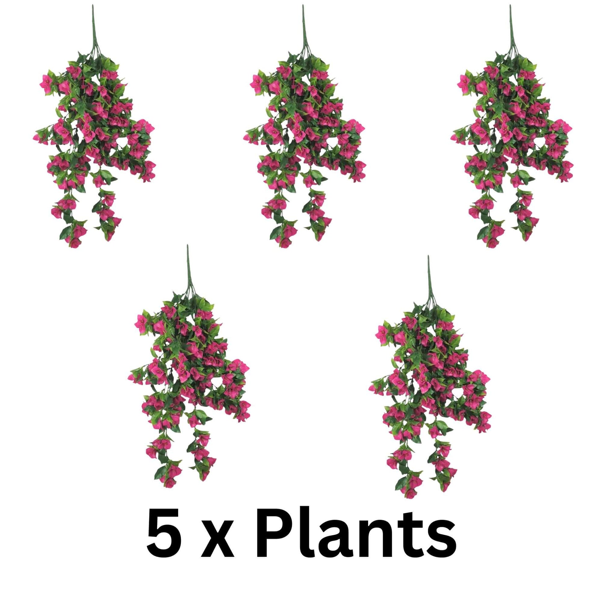 (5 Pieces) Vibrant Pink Hanging Artificial Bougainvillea Plant, UV Resistant 30"-2