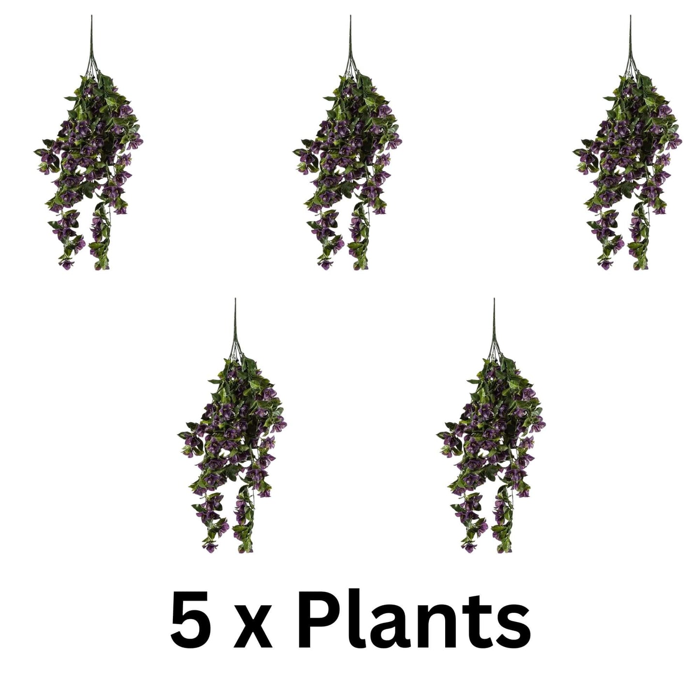 (5 Pieces) Vibrant Purple Hanging Artificial Bougainvillea Plant UV Resistant, 30"-3