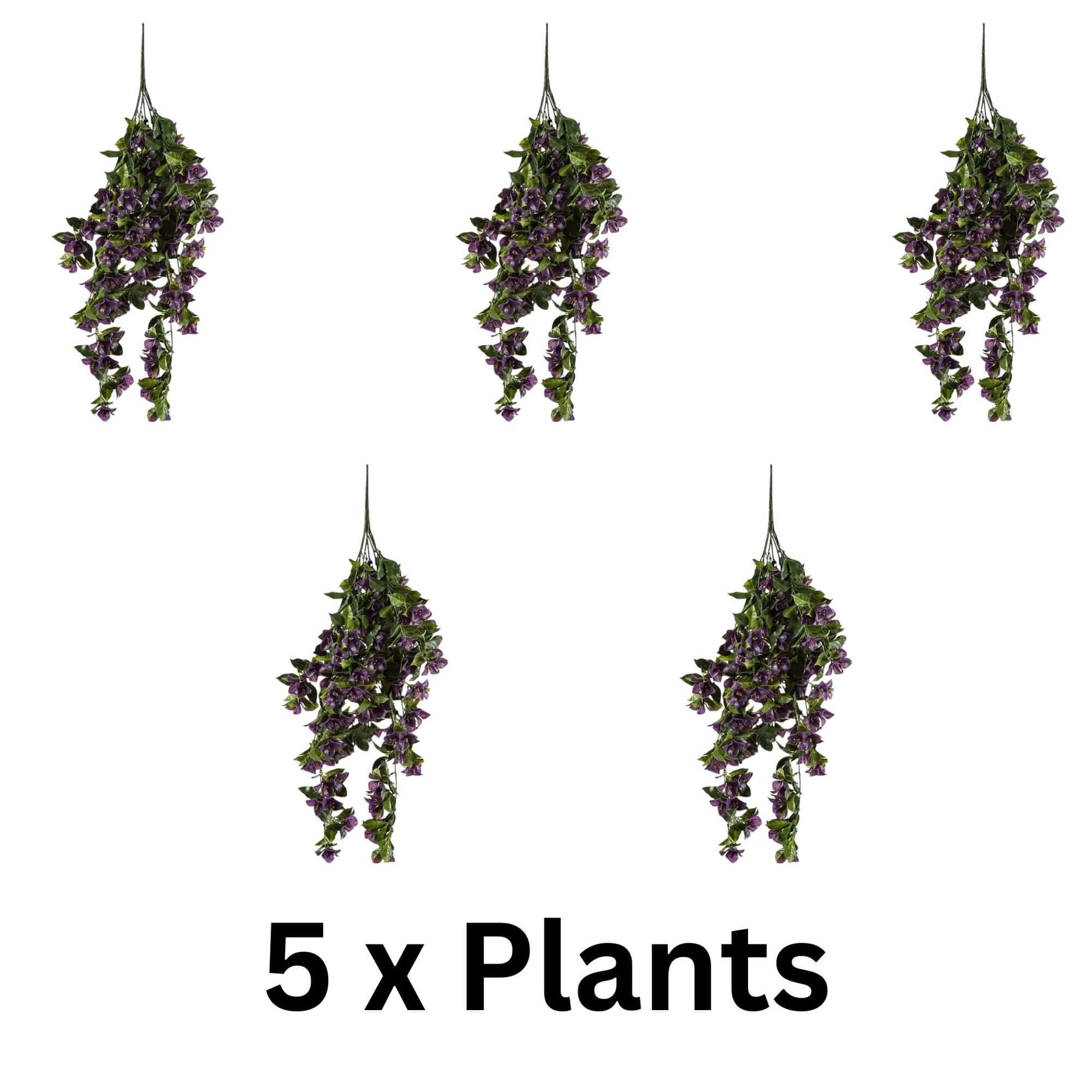 (5 Pieces) Vibrant Purple Hanging Artificial Bougainvillea Plant UV Resistant, 30"-3