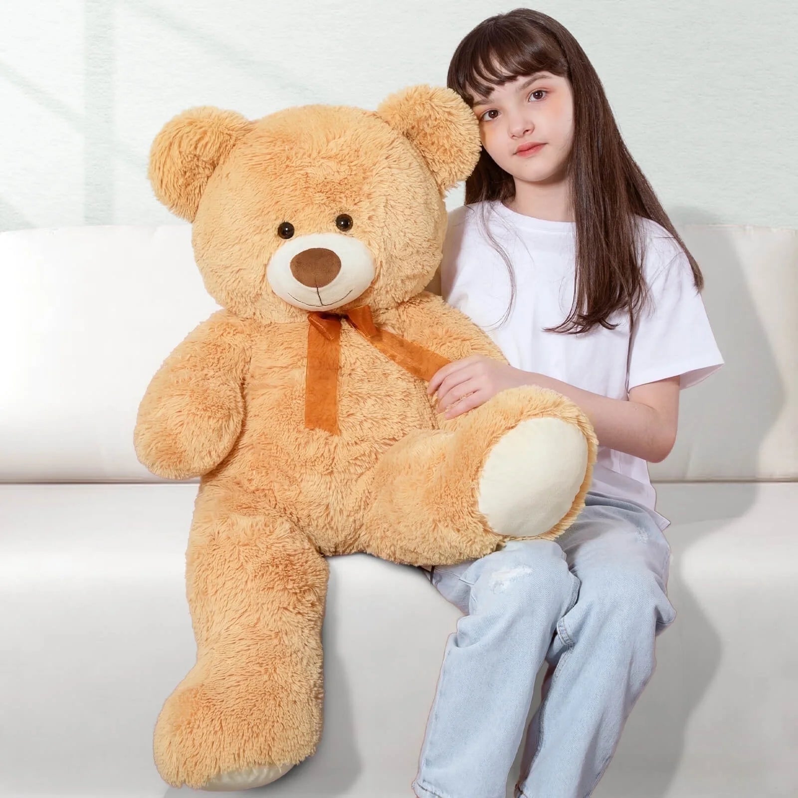 Giant Teddy Bear 35.4'' Giant Stuffed Animal Big Bear Plush Toy