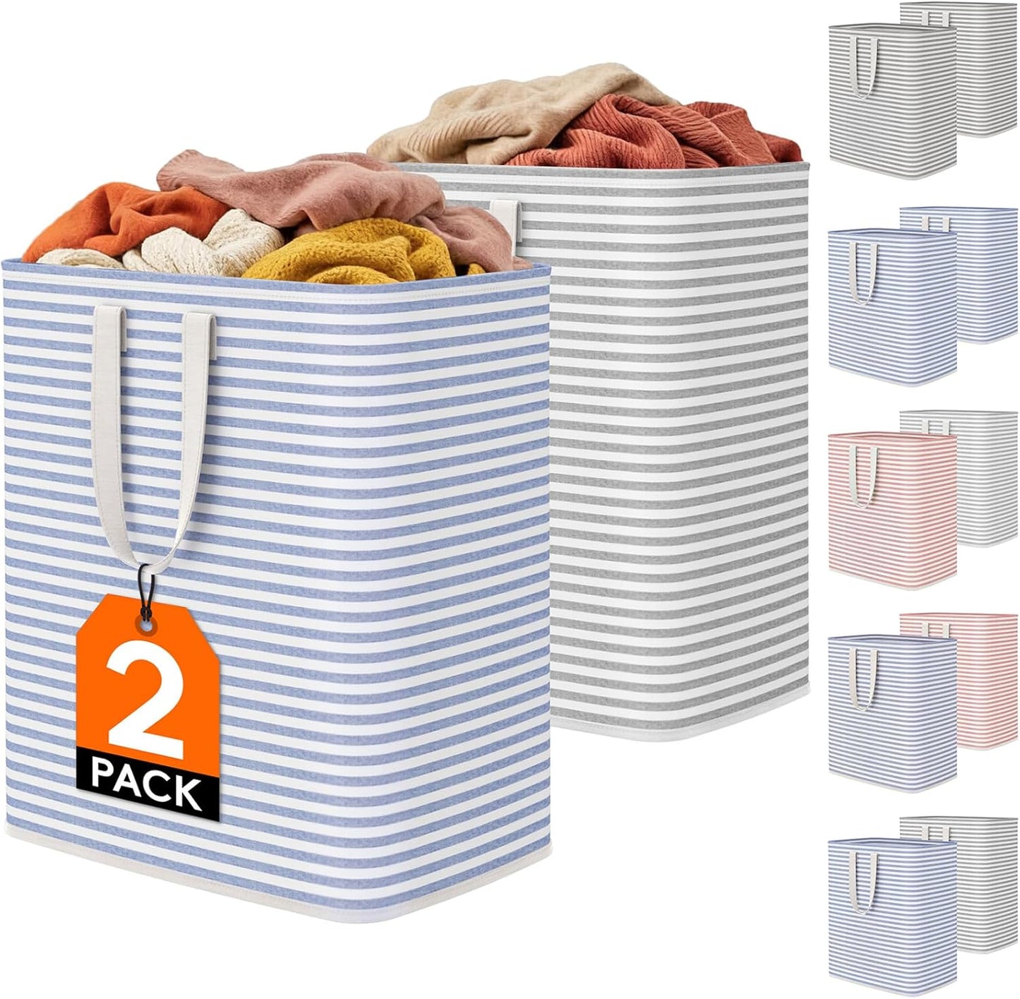 1 Pack Laundry Basket 80L Each, Collapsible Clothes Hamper with Reinforced Handles, Freestanding Waterproof Design for Bedroom and Laundry Room, Grey 80L Total