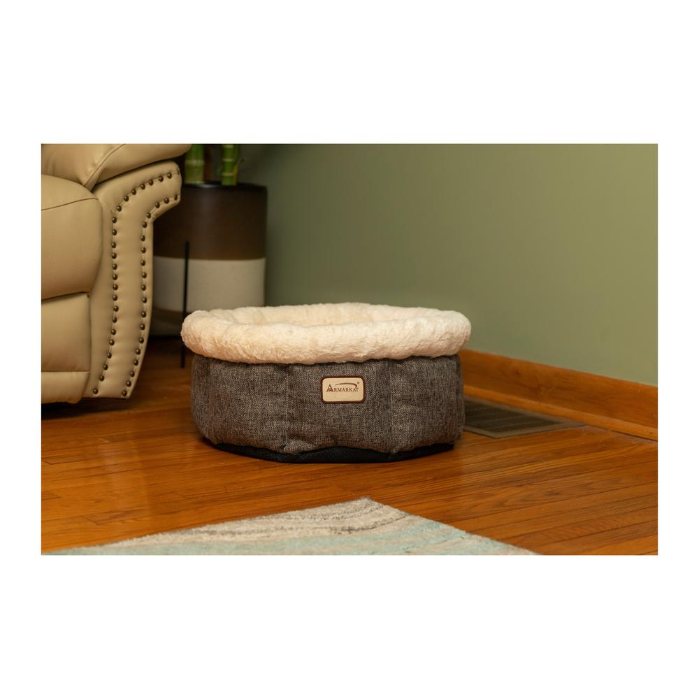 Armarkat Cozy Cat Bed - Deluxe Beige and Gray Pet Lounger C105HHS/MB