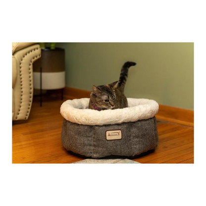 Armarkat Cozy Cat Bed - Deluxe Beige and Gray Pet Lounger C105HHS/MB