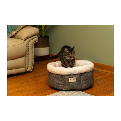 Armarkat Cozy Cat Bed - Deluxe Beige and Gray Pet Lounger C105HHS/MB