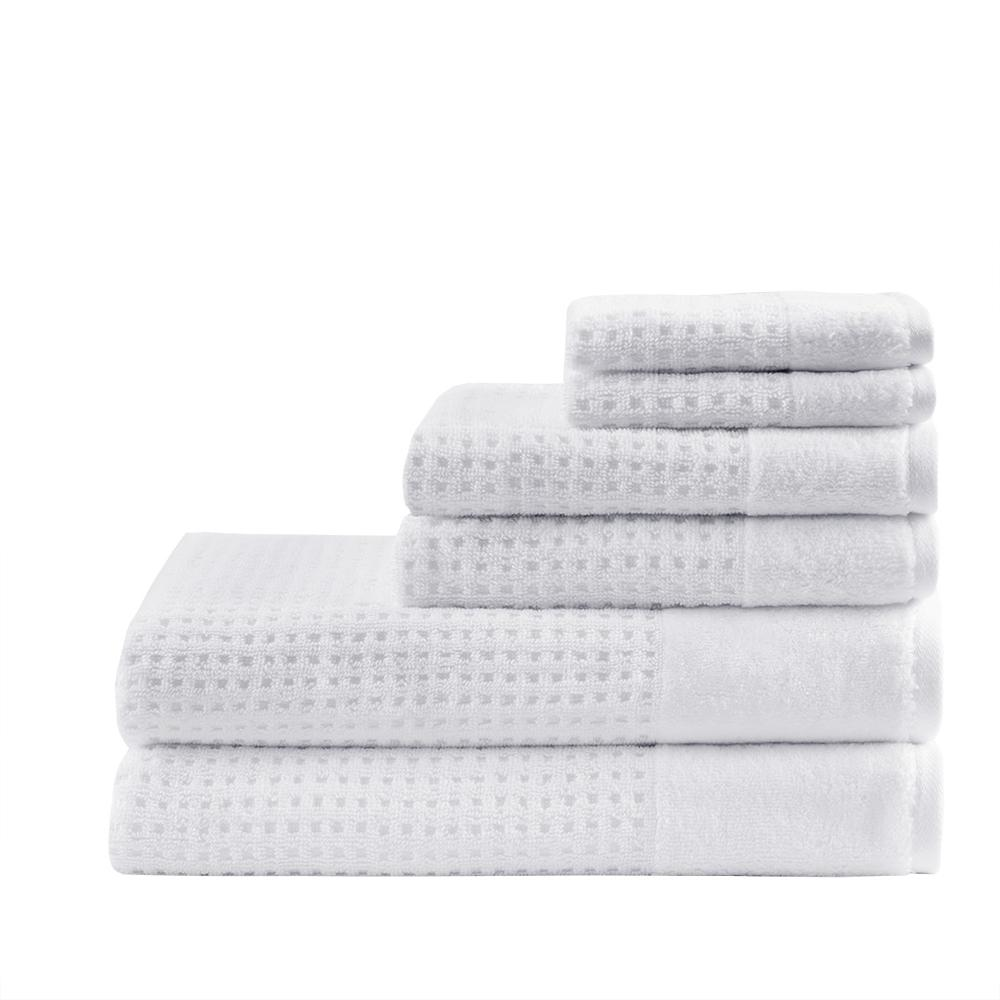 Luxurious 100% Cotton Waffle 6pcs Towel Set - Spa-Like Experience, Quick-Drying, Antimicrobial, Oeko-Tex Certified