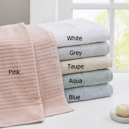 Luxurious 100% Cotton Waffle 6pcs Towel Set - Spa-Like Experience, Quick-Drying, Antimicrobial, Oeko-Tex Certified