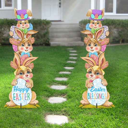 Easter Bunny Decor - Stacking Bunny Set of 2 Family Yard Sign by G. DeBrekht - Easter Spring Decor - 8154430F-S2-0