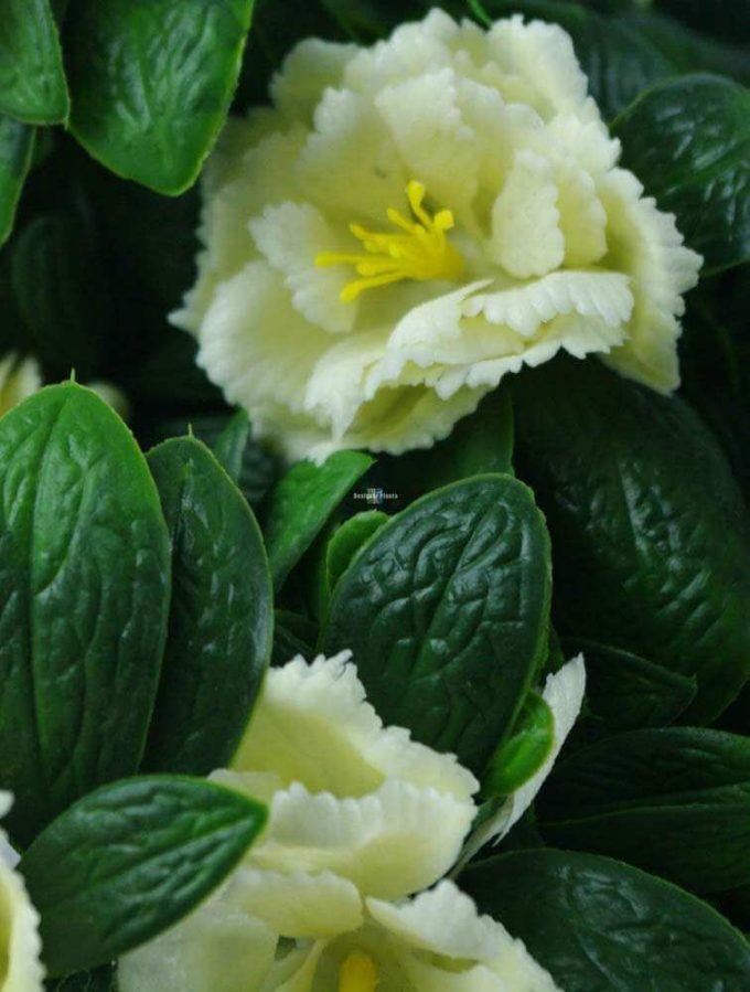 Faux White Rose Bunch UV Resistant 18"-2