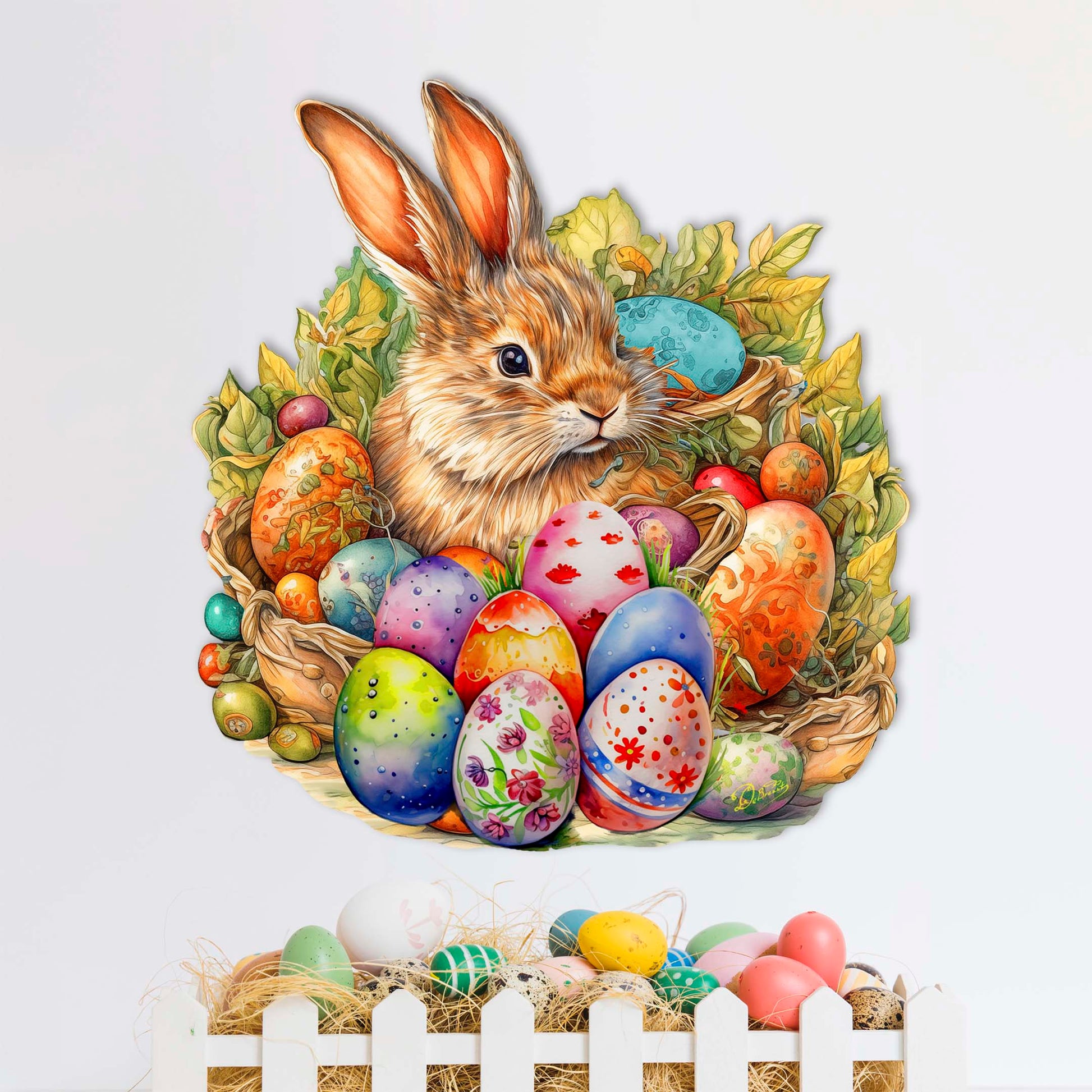 Easter Bunny with Eggs Holiday Door Decor by G. Debrekht - Easter Spring Decor - 8652766H-4