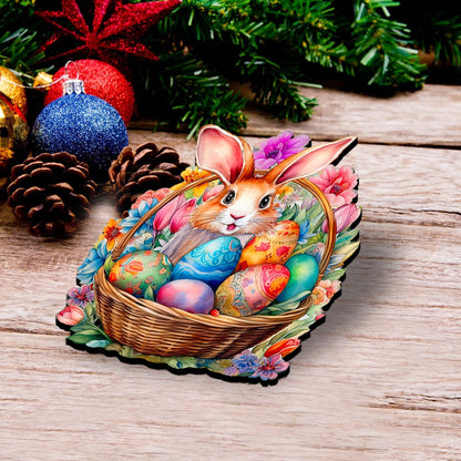 Eggs and Bunnies Decorative Wooden Clip-on Ornaments Set of 3 by G. Debrekht - Easter Decor - 8091057C-S3-4