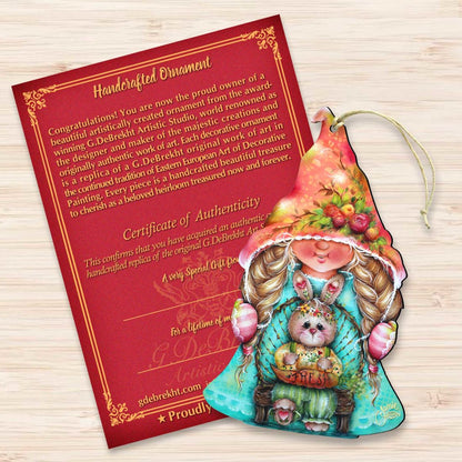 Gnome Girl with Bunny Wooden Ornaments by Jamie Mills-Price - Easter Spring Decor - 8457610-2