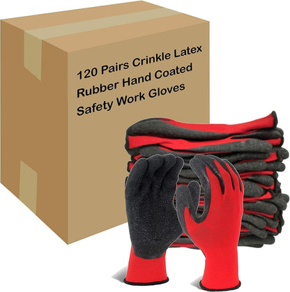 Crinkle Latex Rubber Hand Coated Safety Work Gloves for Men Women General Multi Use Construction Warehouse Gardening Assembly Landscaping (Medium,Green 12 Pairs)