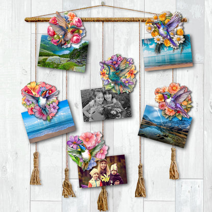 Hummingbirds Decorative Wooden Clip-on Ornaments Set of 6 by G. Debrekht - Easter Spring Decor - 8090140C-S6-4