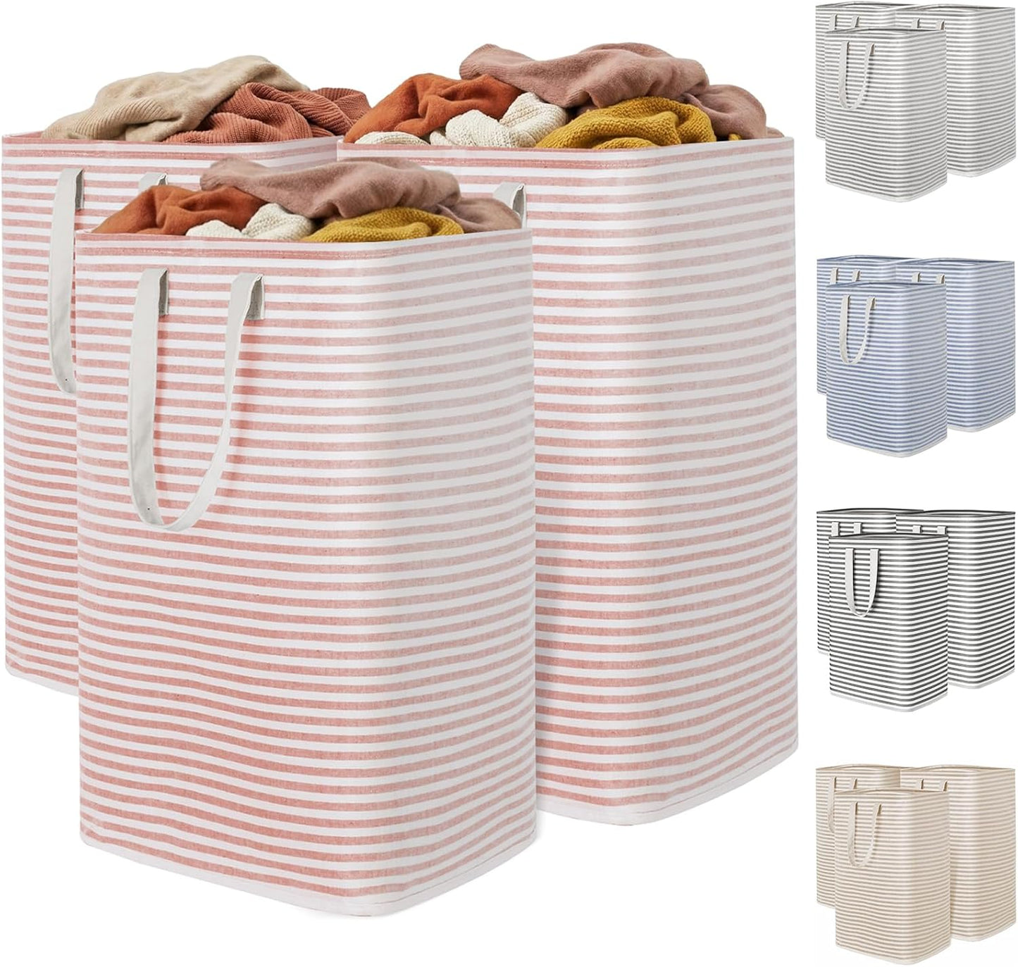 1 Pack Laundry Basket 80L Each, Collapsible Clothes Hamper with Reinforced Handles, Freestanding Waterproof Design for Bedroom and Laundry Room, Grey 80L Total