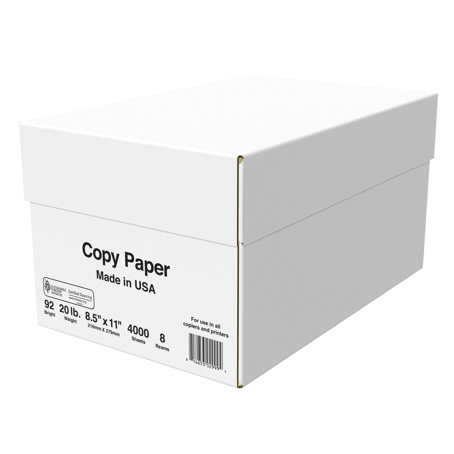 8 Ream Copy Paper – 20Lb 8.5"X11" 92 Bright White Paper. 4,000 Sheets – 500 Sheets per Ream