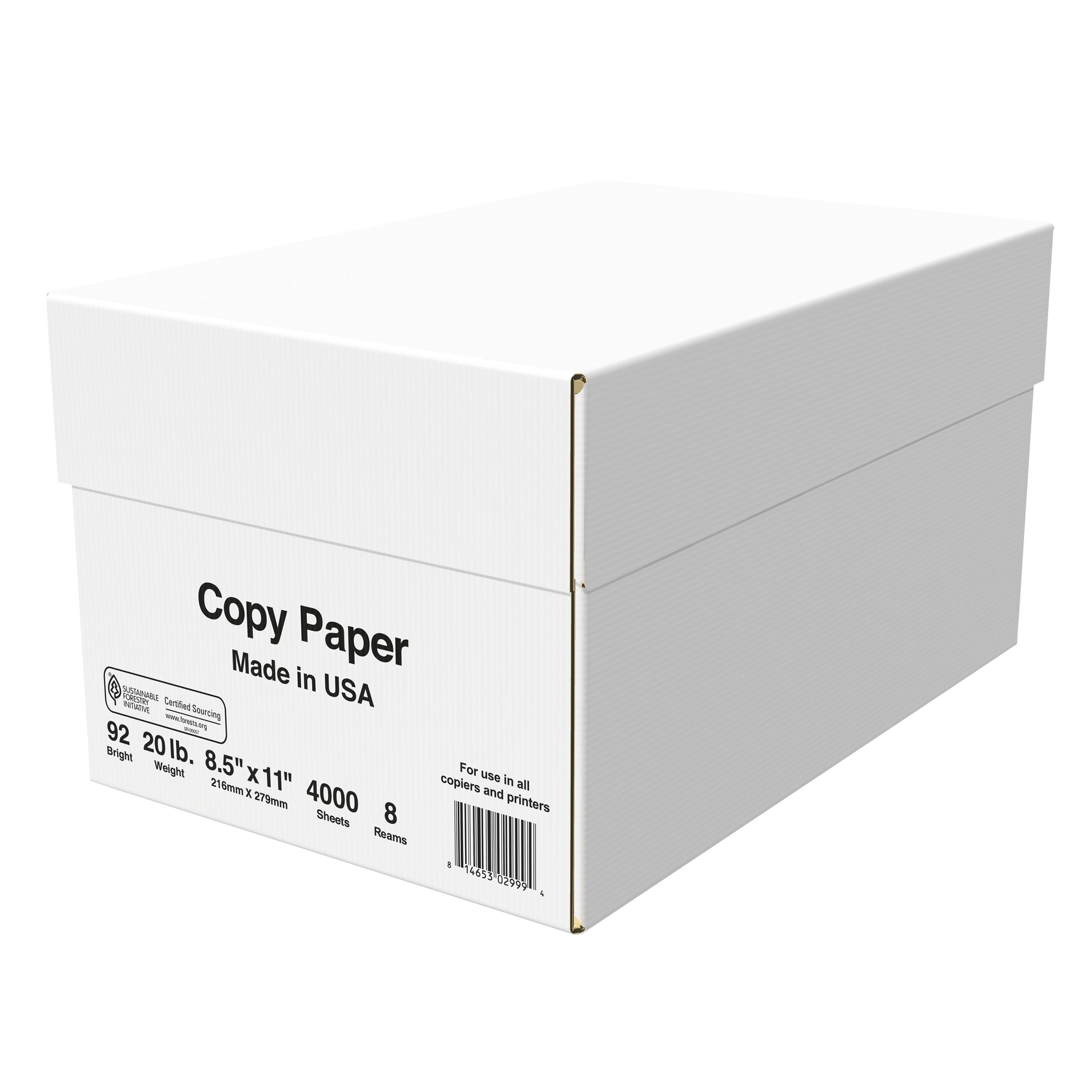 8 Ream Copy Paper – 20Lb 8.5"X11" 92 Bright White Paper. 4,000 Sheets – 500 Sheets per Ream