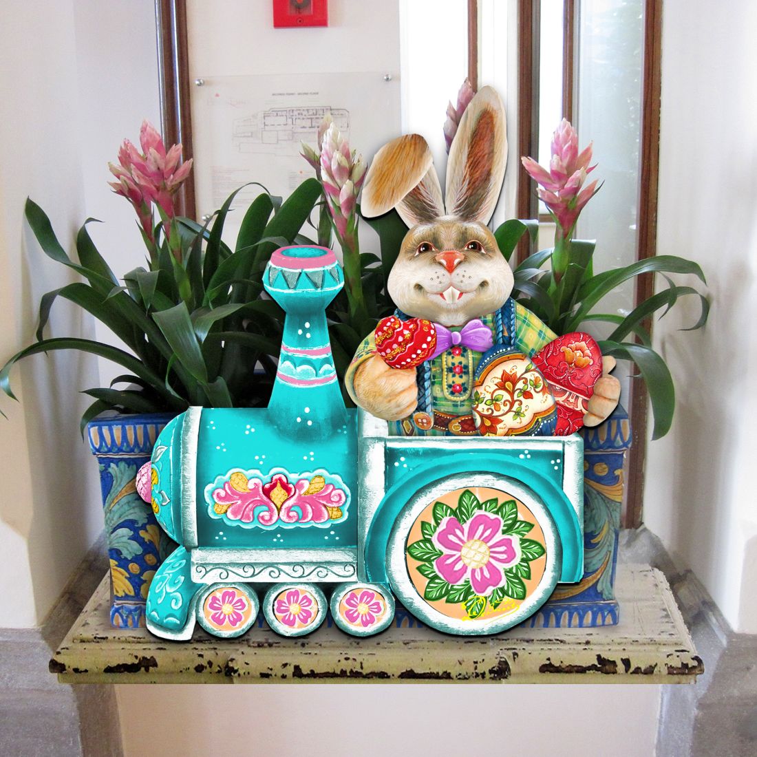 Village Train Ride Bunny Door Decor by G. DeBrekht - Easter Spring Decor - 8129211-2H-1