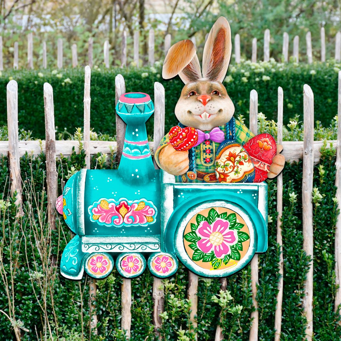 Village Train Ride Bunny Door Decor by G. DeBrekht - Easter Spring Decor - 8129211-2H-2