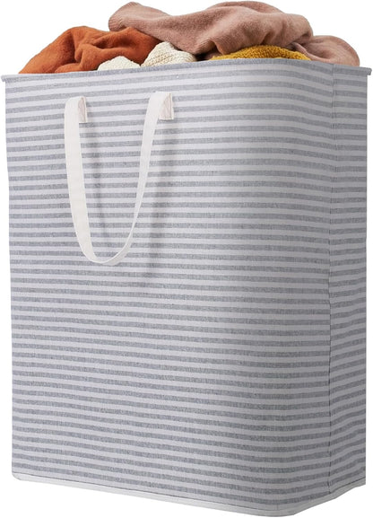 1 Pack Laundry Basket 80L Each, Collapsible Clothes Hamper with Reinforced Handles, Freestanding Waterproof Design for Bedroom and Laundry Room, Grey 80L Total