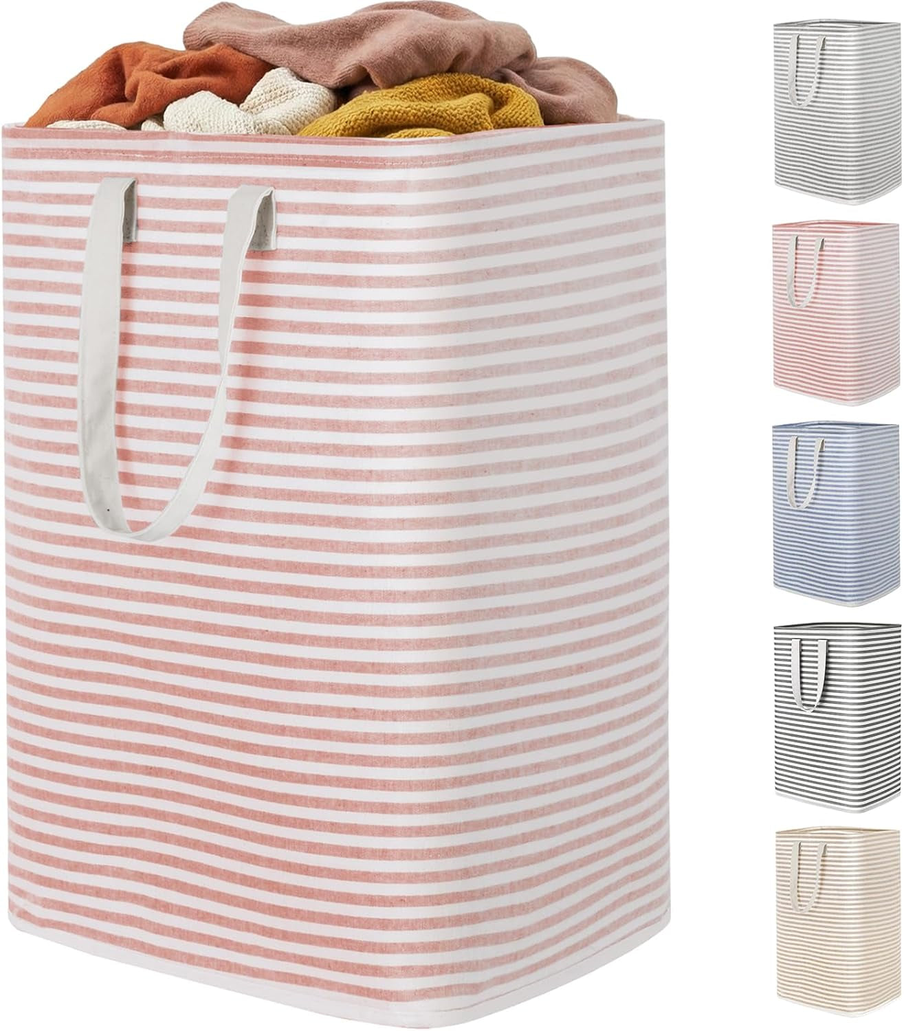 1 Pack Laundry Basket 80L Each, Collapsible Clothes Hamper with Reinforced Handles, Freestanding Waterproof Design for Bedroom and Laundry Room, Grey 80L Total