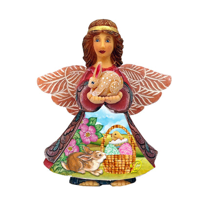 Easter Angel With Bunny Handcrafted Christmas Figurine - G. DeBrekht - Easter Spring Decor - 516662-3