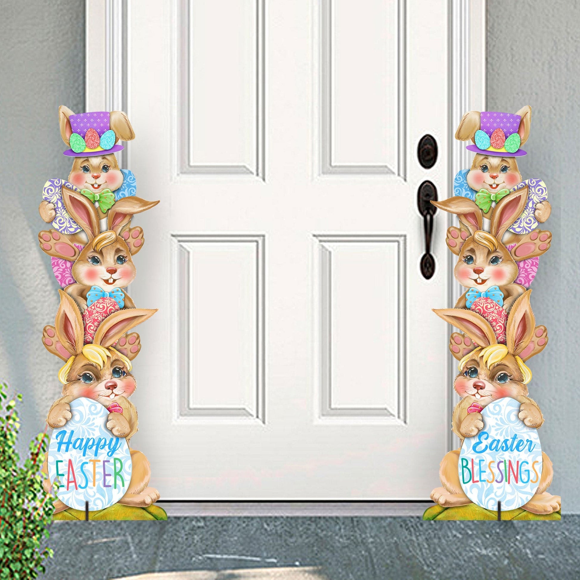Easter Bunny Decor - Stacking Bunny Set of 2 Family Yard Sign by G. DeBrekht - Easter Spring Decor - 8154430F-S2-2