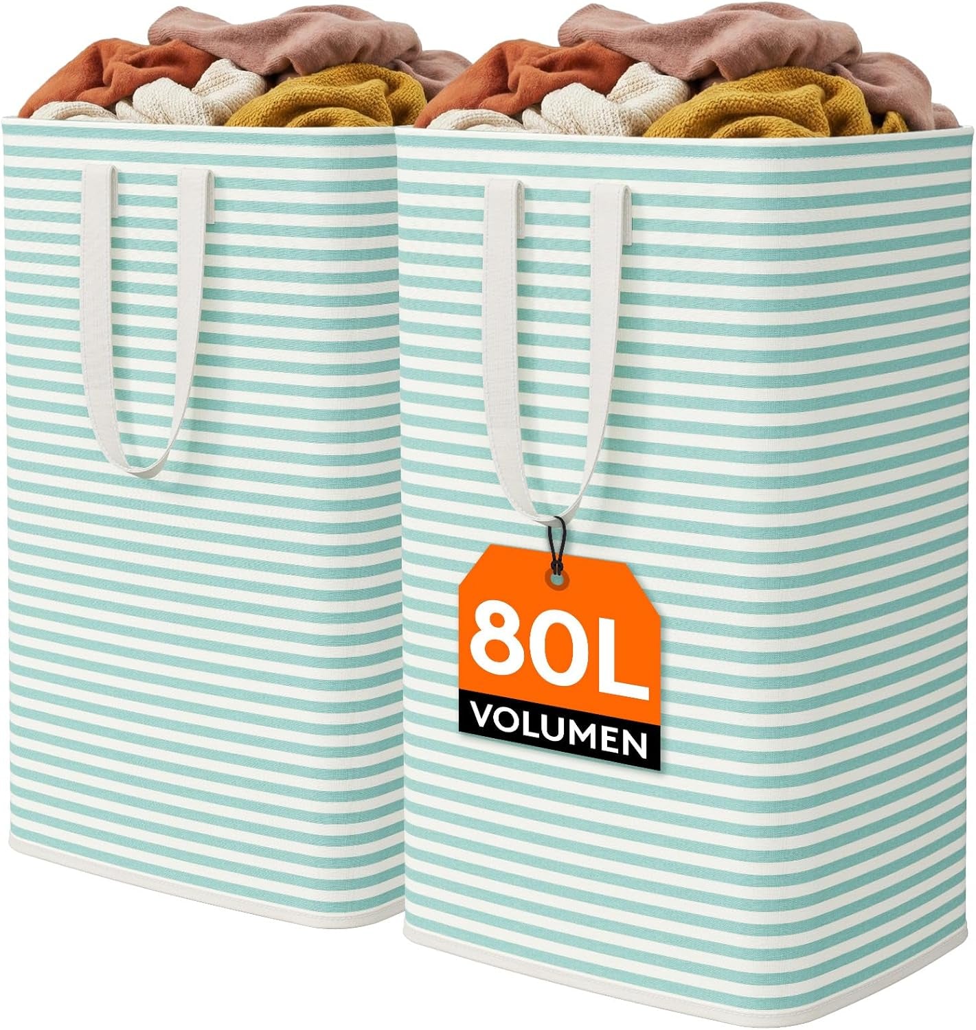 1 Pack Laundry Basket 80L Each, Collapsible Clothes Hamper with Reinforced Handles, Freestanding Waterproof Design for Bedroom and Laundry Room, Grey 80L Total