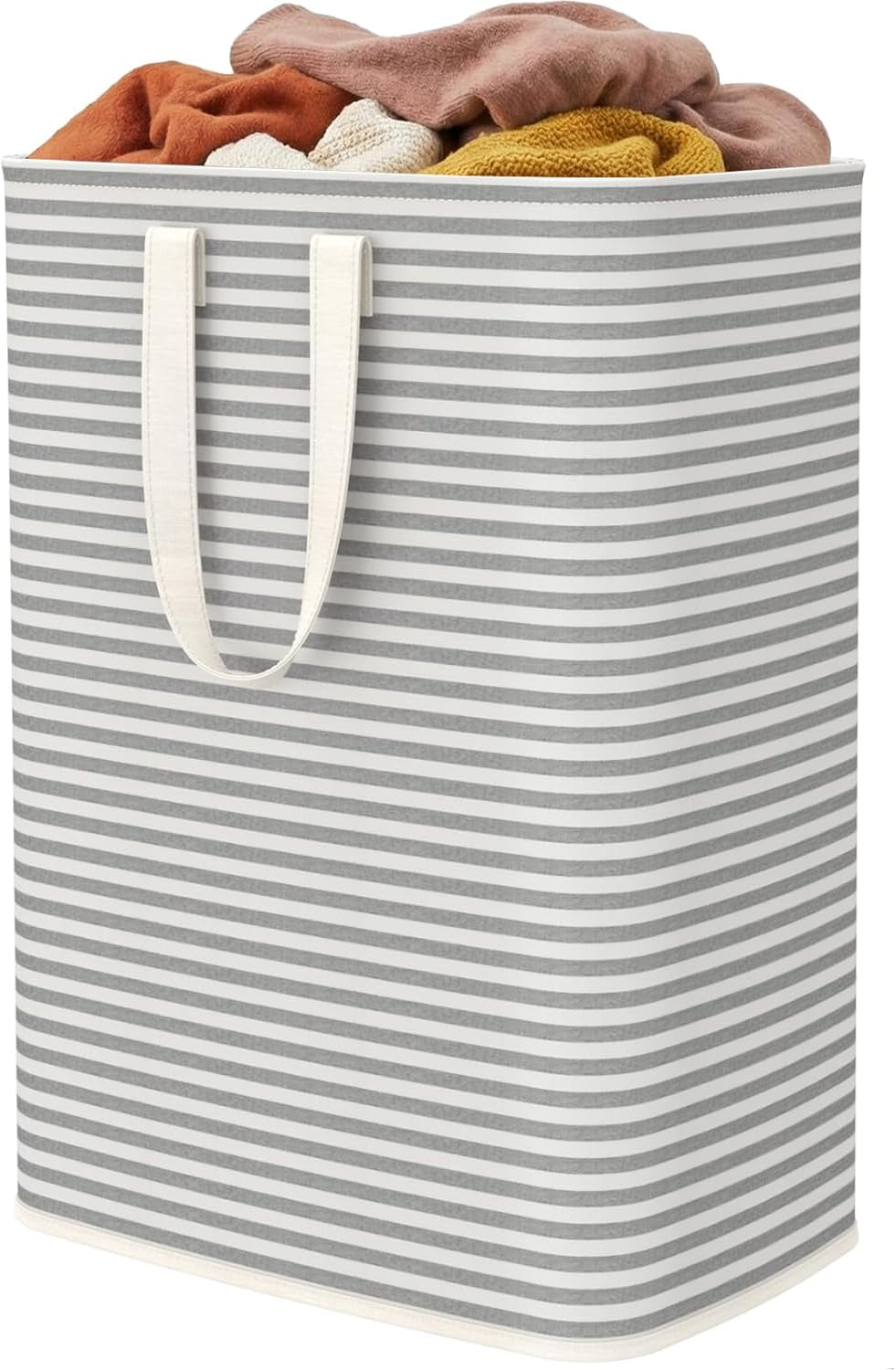 1 Pack Laundry Basket 80L Each, Collapsible Clothes Hamper with Reinforced Handles, Freestanding Waterproof Design for Bedroom and Laundry Room, Grey 80L Total