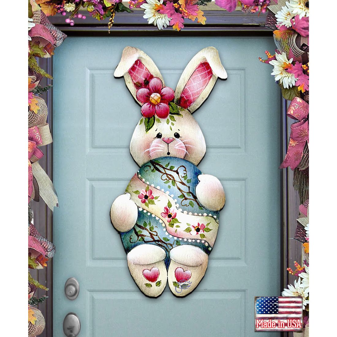 Bunny Hugs Easter Door Decor by Jamie Mills-Price - Easter Spring Decor - 8457602H-0