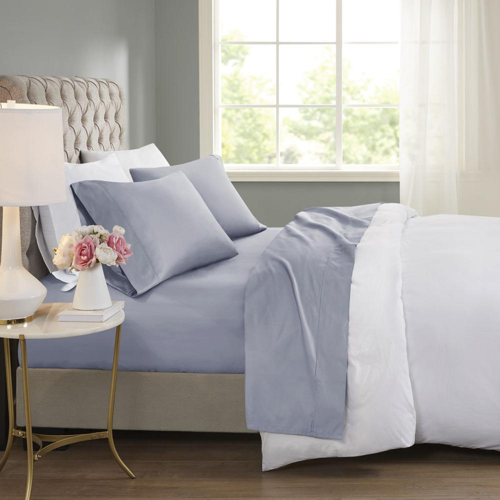 600 Thread Count Cooling Cotton Blend 4 PC Sheet Set - Luxurious & Breathable, Perfect for Hot Sleepers, White