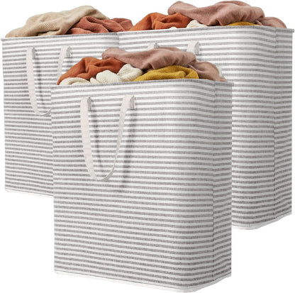 1 Pack Laundry Basket 80L Each, Collapsible Clothes Hamper with Reinforced Handles, Freestanding Waterproof Design for Bedroom and Laundry Room, Grey 80L Total