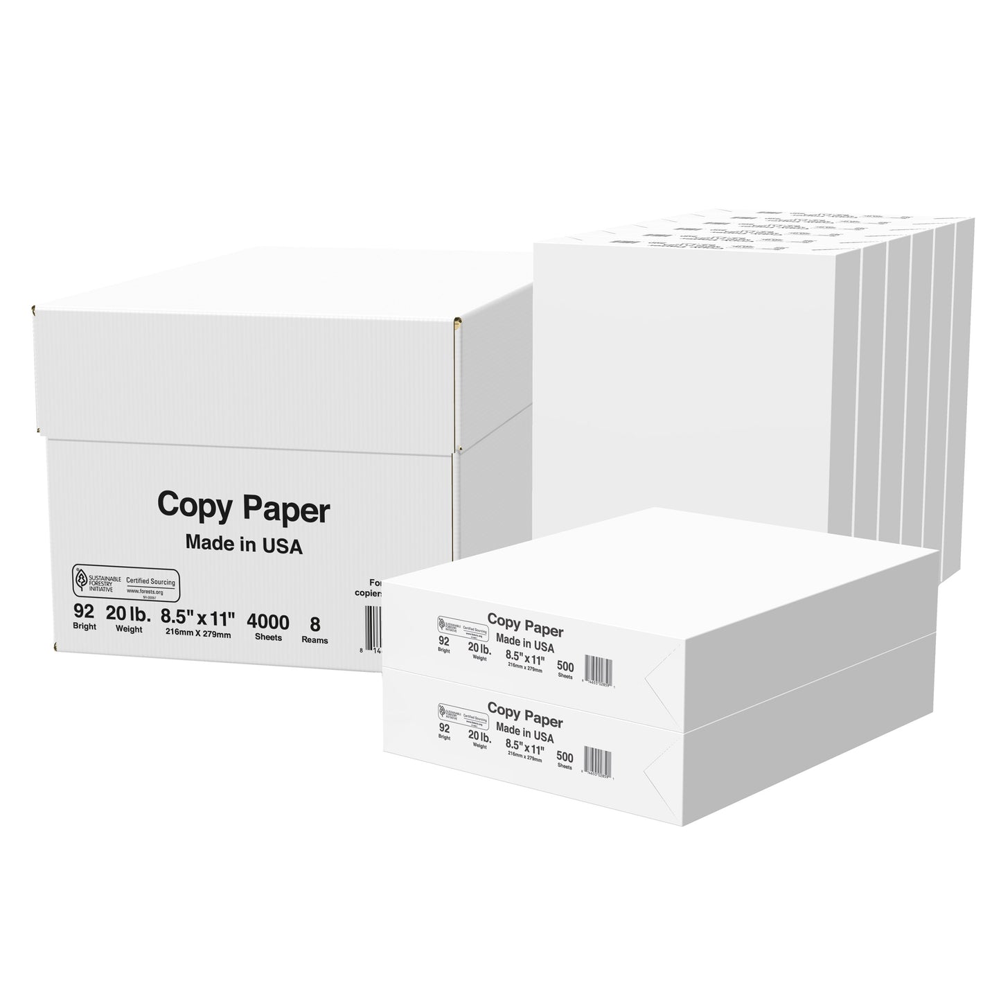 8 Ream Copy Paper – 20Lb 8.5"X11" 92 Bright White Paper. 4,000 Sheets – 500 Sheets per Ream
