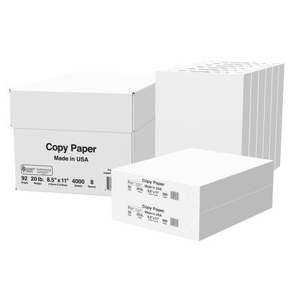 8 Ream Copy Paper – 20Lb 8.5"X11" 92 Bright White Paper. 4,000 Sheets – 500 Sheets per Ream