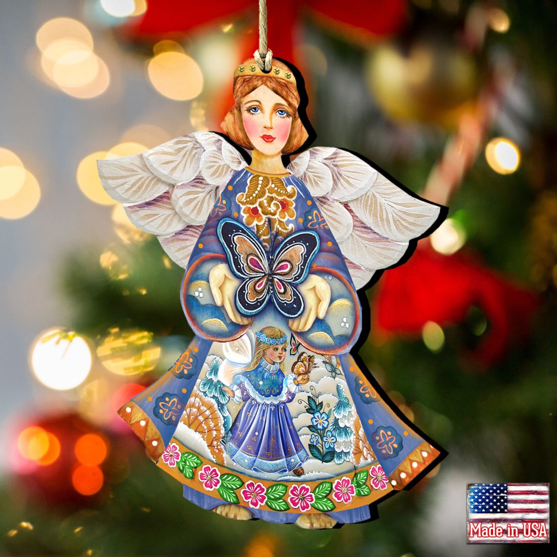 Butterfly Spring Angel Wooden Ornaments by G. DeBrekht - Easter Spring Decor - 8154152-2