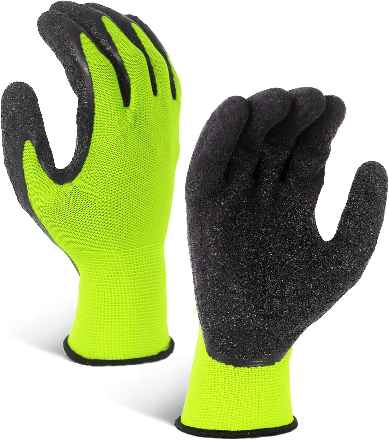 Crinkle Latex Rubber Hand Coated Safety Work Gloves for Men Women General Multi Use Construction Warehouse Gardening Assembly Landscaping (Medium,Green 12 Pairs)