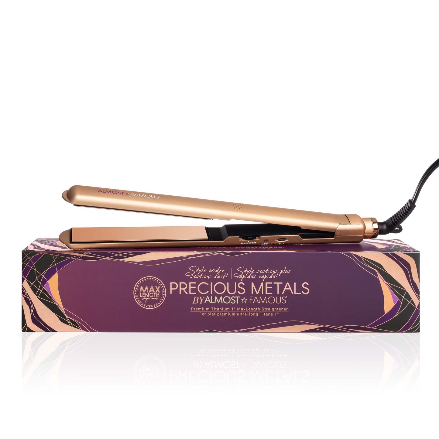 MaxLength 1" Flat Iron with Rose Gold Titanium Plates-4